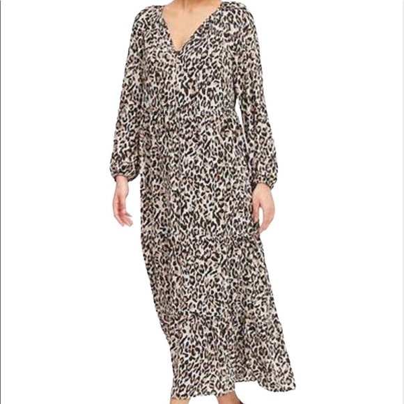 Banana Republic Leopard Print Peasant Style Maxi Dress Size Small NWT - Picture 1 of 16